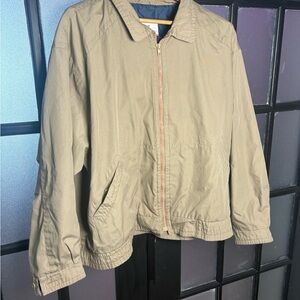 London Fog Towne Khaki Zip Front Jacket Men’s XL Vintage 90s Lined Coat